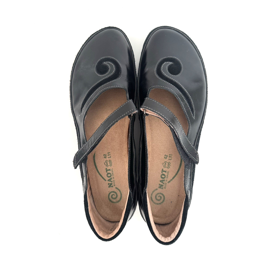 Naot Matai Mary Jane Shoes 42 US 10.5 Black Leather Koru Walking Comfort Flats